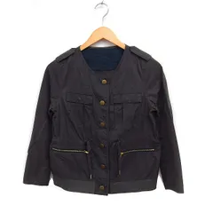 マカフィー MACPHEE トゥモローランド ミリタリー ノーカラー ジャケット アウター 無地 コットン 綿 38 チャコール /FT35