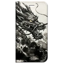 iPhone対応 スマホ 手帳型ケース 墨絵龍 ドラゴン 和柄 浮世絵【iPhone17 / iPhone16 / iPhone16e / iPhoneSE 他 iPhone各機種対応】 |iajpdr02