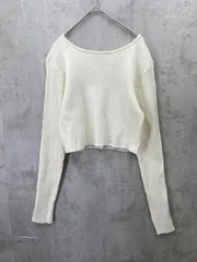 美品 mystic ミスティック ラウンドスリット ニット sizeF/白 ◇■レディース