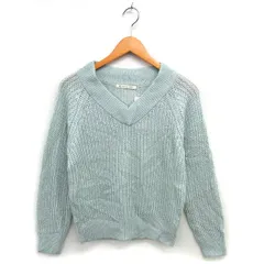 マジェスティックレゴン MAJESTIC LEGON タグ付き Vネック ニット セーター リブ ラグランスリーブ 透け感 長袖 L 緑 グリーン /NT13