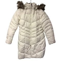  LANDS' END（ランズエンド）レディース・ダウンコート XS / Pサイズ アイボリー / オフホワイト【DD139】