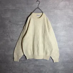古着 ヴィンテージ 立体編み ゆるだぼ クルーネック ニット セーター ホワイト 白 Lサイズ