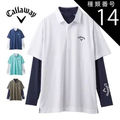 種類14：ライトグリーン(1130)/M キャロウェイ ストライププリント 半袖ポロシャツ + ハイネック 長袖 インナーシャツ セット ゴルフウェア メンズ 2025年春夏モデル M-3L C25134126 