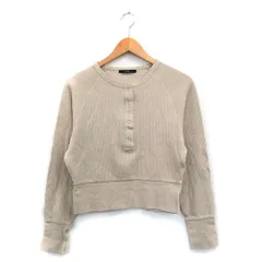 カスタネ Kastane リブ ニット セーター 長袖 ハーフボタン コットン シンプル F ベージュ /KT25