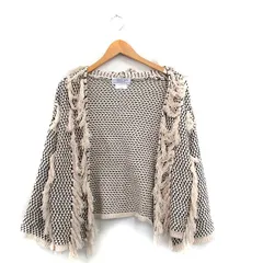 チャオパニック ティピー CIAOPANIC TYPY ニット カーディガン 長袖 トッパー フリンジ コットン ベージュ /KT33