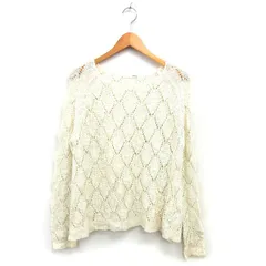 マウジー MOUSSY 透かし編み ニット セーター ラグランスリーブ リブ ボートネック 長袖 F オフホワイト /NT14