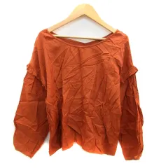 ミスティック mystic ブラウス カットソー ラウンドネック 長袖 リボンベルト付き F オレンジ /HO50