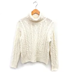 プラステ PLST タートルネック ニット セーター ケーブル編み リブ ウール混 ゆったり 長袖 M オフホワイト /NT11