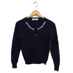 ナノユニバース nano universe W ビジュー付き ニット カーディガン 丸首 F ネイビー 紺 /FT15