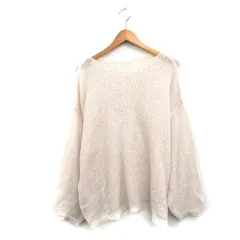 ナイスクラップ NICE CLAUP メッシュ ニット 長袖 シンプル F ベージュ /KT20