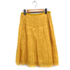 ボールジー BALLSEY トゥモローランド プリーツスカート ひざ丈 シャーリング 無地 38 イエロー 黄 /FT45