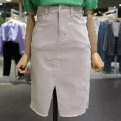 前スリット コットン スカート S スカート ベージュ