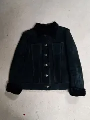 ヴィンテージ ブラック スウェード ムートン ジャケット