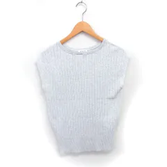 プラステ PLST カットソー ボートネック リブ ラメ ノースリーブ M グレー /TT