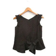 ウィルセレクション WILLSELECTION 総レース ブラウス シャツ プルオーバー ノースリーブ リボン コットン M ブラウン 茶 /KT33