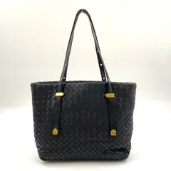 BOTTEGA VENETA イントレチャート レザー ブラック トートバッグ ゴールド 162937