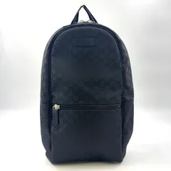 GUCCI GG柄 レザー×ナイロンキャンバス ブラック バックパック シルバー 449181