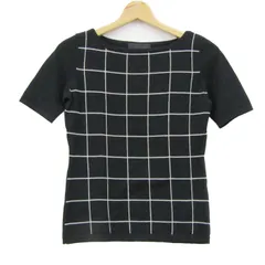 アンタイトル ニット セーター 半袖 ウール100% ブランド トップス 黒 白 レディース 2サイズ ブラック×ホワイト UNTITLED 【中古】