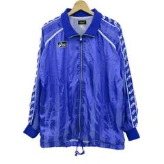 アシックス ナイロンジャケット ブルゾン ウインドブレーカー スポーツウエア アウター 日本製 メンズ Lサイズ ブルー asics 【中古】