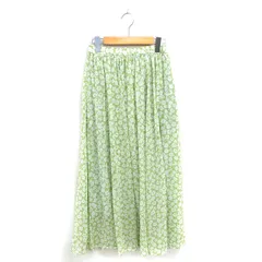アーバンリサーチ URBAN RESEARCH フレア ギャザー スカート 花柄 ロング 薄手 ウエストゴム FREE 緑 ライトグリーン /TT 