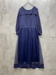 新品 POUR VOUS プールヴー スクエアカラーチュールレース切り替えワンピース sizeL/ネイビー ■◇レディース