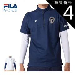 種類4：ホワイト(WT)/LL フィラゴルフ ジオメトリープリント ハーフジップ 半袖シャツ + モックネック 長袖インナーシャツ セット ウェア メンズ 784-501 M-LL 
