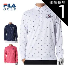 種類1：ネイビー(NV)/LL フィラゴルフ 飛び柄 ボタンダウン 長袖 ポロシャツ ウェア メンズ 784-502 M-3L 