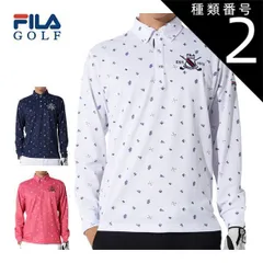 種類2：ピンク(PK)/LL フィラゴルフ 飛び柄 ボタンダウン 長袖 ポロシャツ ウェア メンズ 784-502 M-3L 