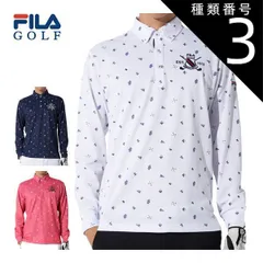 種類3：ホワイト(WT)/LL フィラゴルフ 飛び柄 ボタンダウン 長袖 ポロシャツ ウェア メンズ 784-502 M-3L 
