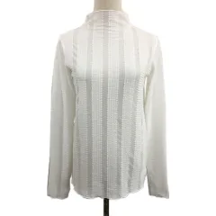 ジーナシス JEANASIS カットソー ブラウス ハイネック プルオーバー シアー 長袖 F 白 ホワイト