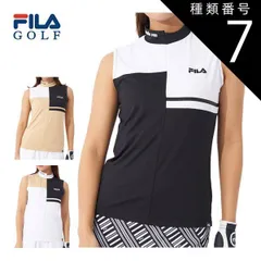 種類7：ベージュ(BE)/M フィラゴルフ ブロック切替 モックネック ノースリーブシャツ ゴルフウェア レディース S-LL 754-645 