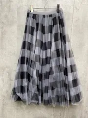 ROSIEE ロージー R453242 フレア ロング ブロックチェック チュール スカート sizeF/黒ｘグレー ■◇◎レディース