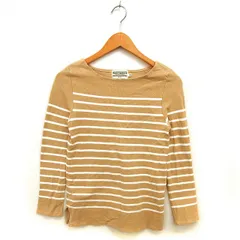 B&Y ユナイテッドアローズ BEAUTY&YOUTH ビューティー&ユース ボートネック カットソー Tシャツ ボーダー コットン 綿 スリット 長袖 36 ベージュ /NT15