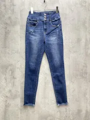 AZUL BY MOUSSY アズールバイマウジー ハイウエストボタンデニムスキニー パンツ sizeS/紺 ■■レディース