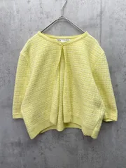 ZARA ザラ 1822/114/300 半袖 ノーカラー チェック柄 クロップド丈 ジャケット sizeUSA L/黄 ■◇レディース
