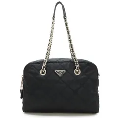 PRADA プラダ トライアングルロゴ キルティング ショルダーバッグ チェーンショルダー セミショルダー ナイロン レザー NERO ブラック 黒 1BB072