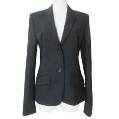 ヒューゴボス HUGO BOSS 美品 小さいサイズ テーラード ジャケット シングル 2B 総裏地 ウール ピークドラペル 日本サイズXS相当 US0 黒 ブラック Xのサムネイル