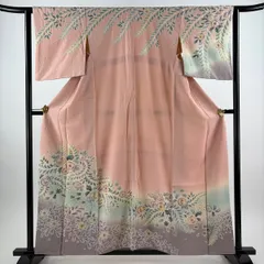 訪問着 身丈159.5cm 裄丈62cm S 袷 辻が花 染め分け ぼかし ピンク 正絹 秀品 【中古】