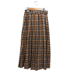 グローバルワーク GLOBAL WORK チェック プリーツ フレア スカート マキシ丈 ロング ベルト M 茶 ブラウン /NT32