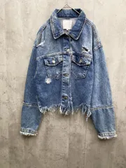 ZARA ザラ ダメージ加工 Gジャン デニム ジャケット sizeS/青 ■◇レディース
