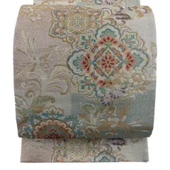 【美品】 袋帯 秀品 華文 鳥 金糸 クリーム 六通 正絹 【中古】