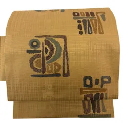 【美品】 名古屋帯 秀品 幾何学模様 地紋 山吹茶色 正絹 【中古】