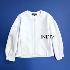 cX25 INDIVI 春の新作 洗える UVケア シンプルブルゾン ジップアップ 春 ジャケット ブルゾン 両側 ポケット コクーン アイボリー 白 インディヴィ