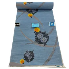 反物 優品 浴衣 草花 芝 水色 綿 【中古】
