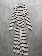 ZARA ザラ ロング 長袖 ボーダー ドルマン カーディガン sizeL/アイボリー×黒 ■◆レディース