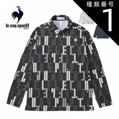 種類1：BK00(ブラック)/LL ルコックスポルティフ ゴルフ ストレッチフォーサー 総柄プリント 長袖 ポロシャツ ウェア メンズ LG4FLS04M M-3L 