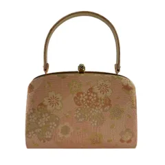 【美品】 和装バッグ 優品 フォーマル 桜 金糸 薄ピンク 和装小物  【中古】
