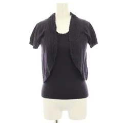 アナイ ANAYI アンサンブルニット カーディガン ボレロ ショート丈 半袖 ノースリーブカットソー 38 紫 パープル レース編み /HN