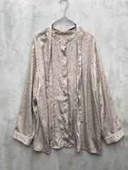 美品 INDIVI インディヴィ ジオメトリックタックブラウス 長袖 ブラウス シャツ size13/ベージュ ■◇レディース