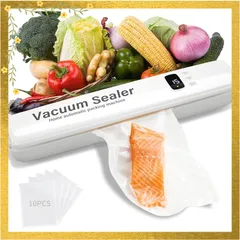 Frohsen真空シーラーマシン、食品真空シーラーマシン、真空シーラーバッグ10個付き、食品用ワンタッチ自動真空シーラー。 0